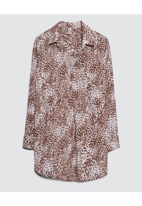 Camisa Para Mujer Manga 3/4 Color Café Marca Ostu #40010202