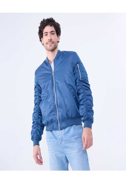 Chaqueta Para Hombre Bomber Color Azul  Marca Ostu #60080143
