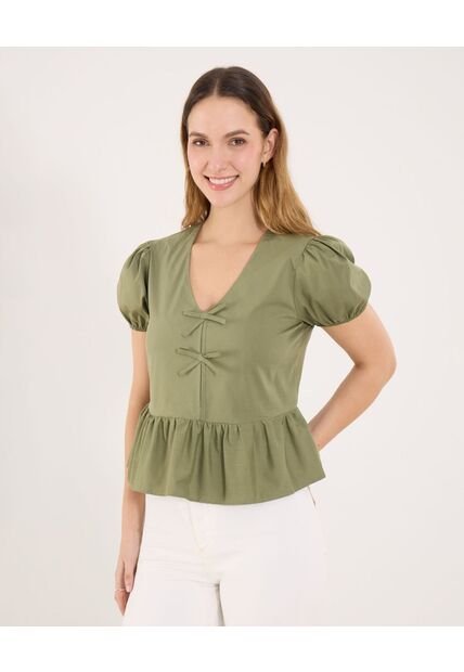 Blusa Para Mujer Manga Corta Color Verde Marca Ostu #40121199