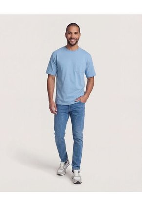 Camiseta Para Hombre Manga Corta Cuello Redondo Color Azul Marca Ostu #60091839