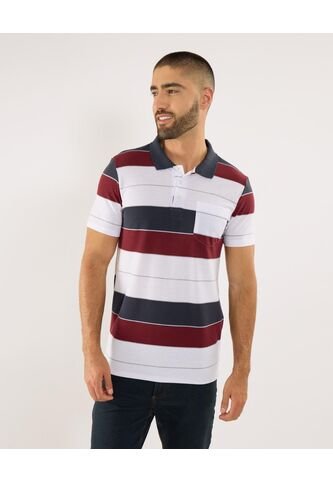 Polo Para Hombre Cuello Tejido Con Bolsillo Color Blanco Marca Ostu #60110802 Ostu