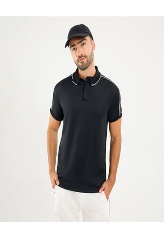 Polo Para Hombre Cuello Tejido Sin Bolsillo Color Negro Marca Ostu #60110757 Ostu