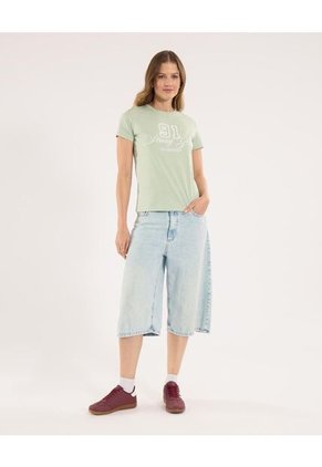 Camiseta Para Mujer Manga Corta Cuello Redondo Color Verde Marca Ostu #40092613