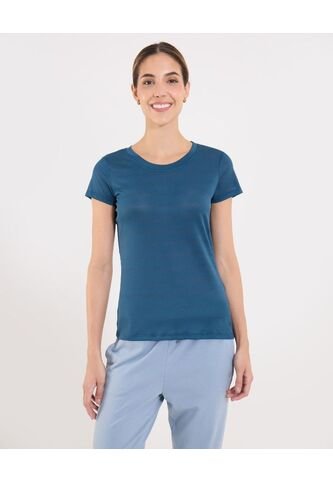 Camiseta Para Mujer Manga Corta Cuello Redondo Color Azul Marca Ostu #40092652 Ostu