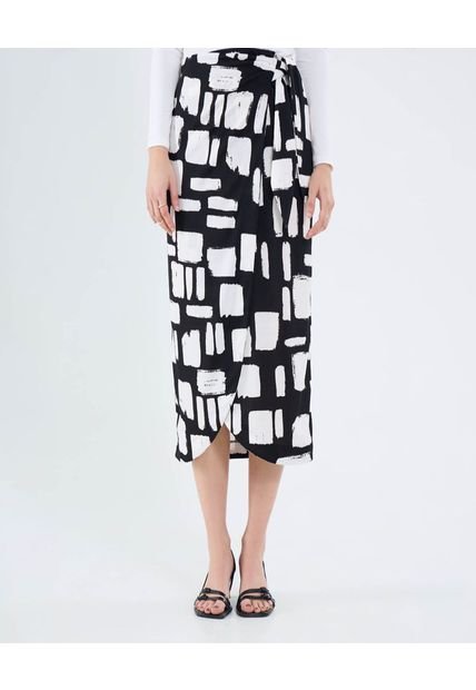Falda Para Mujer Medio Color Negro Marca Ostu #40140164