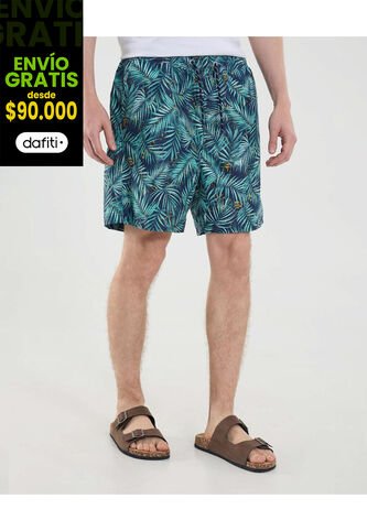 Ropa De Playa Para Hombre Pantaloneta De Baño Corta Color Verde Marca Ostu #60270047 Ostu