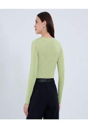 Camiseta Para Mujer Manga Larga Cuello Redondo Color Verde Marca Ostu #40092410