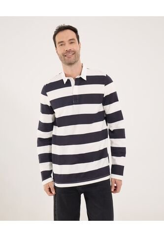 Polo Para Hombre Cuello Tejido Sin Bolsillo Color Azul Marca Ostu #60110827 Ostu