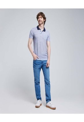 Polo Para Hombre Cuello Tejido Con Bolsillo Color Azul  Marca Ostu #60110675