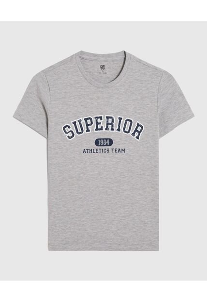 Camiseta Para Niño Manga Corta Cuello Redondo Color Gris  Marca Ostu #80090255