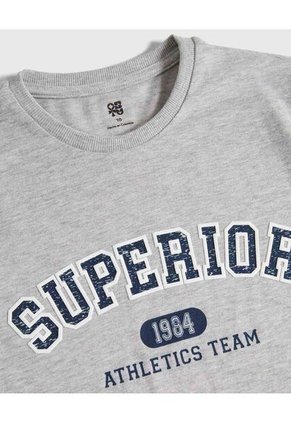 Camiseta Para Niño Manga Corta Cuello Redondo Color Gris  Marca Ostu #80090255