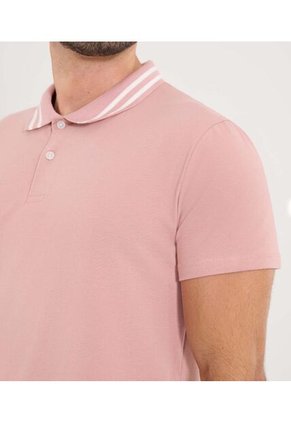 Polo Para Hombre Cuello Tejido Sin Bolsillo Color Rosa Marca Ostu #60110836