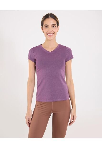 Camiseta Para Mujer Manga Corta Cuello V Color Vino Marca Ostu #40092656