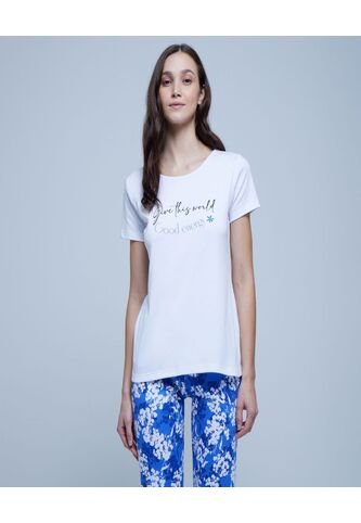 Pijama Para Mujer M/C Capri Color Blanco Marca Ostu #40040389 Ostu