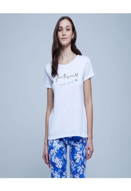 Pijama Para Mujer M/C Capri Color Blanco Marca Ostu #40040389