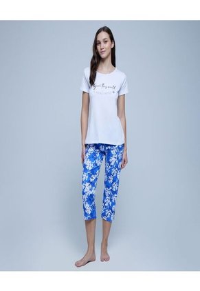 Pijama Para Mujer M/C Capri Color Blanco Marca Ostu #40040389