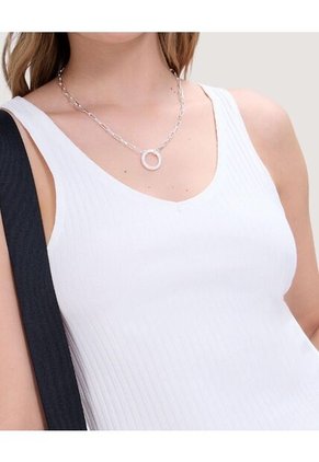 Camiseta Para Mujer Manga Sisa Cuello V Color Crema Marca Ostu #40092233