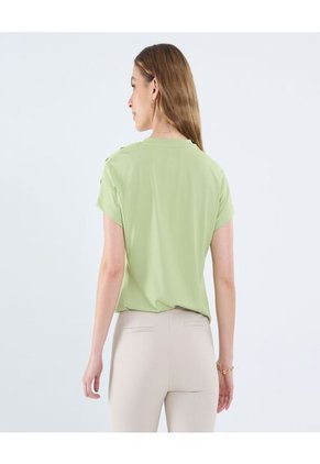 Camiseta Para Mujer Manga Corta Cuello V Color Verde Marca Ostu #40092405