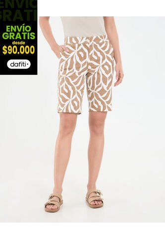 Bermuda Para Mujer Regular Corto Color Crudo Marca Ostu #40100101 Ostu