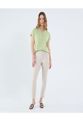 Camiseta Para Mujer Manga Corta Cuello V Color Verde Marca Ostu #40092405