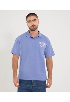 Polo Para Hombre Cuello Tejido Sin Bolsillo Color Azul Marca Ostu #60110819