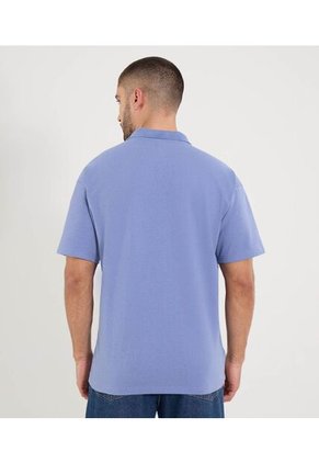 Polo Para Hombre Cuello Tejido Sin Bolsillo Color Azul Marca Ostu #60110819