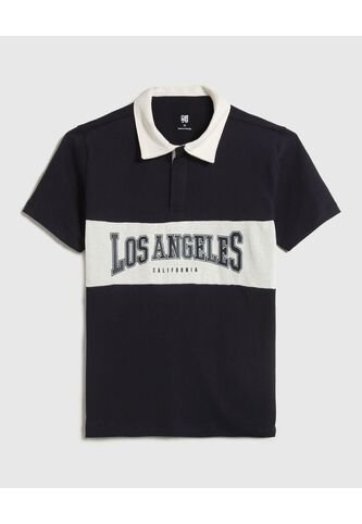 Polo Infantil Niño Manga Corta Color Azul Marca Ostu #80110110 Ostu