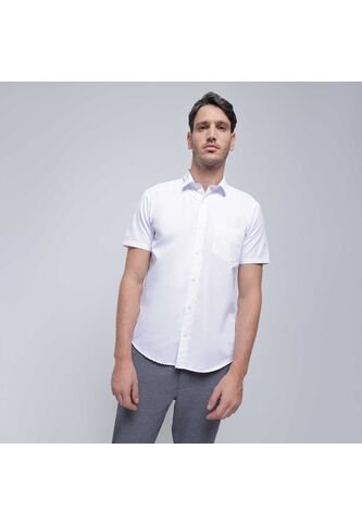 Camisa Para Hombre Manga Corta Con Bolsillo Color Blanco Marca Ostu #60010628 Ostu
