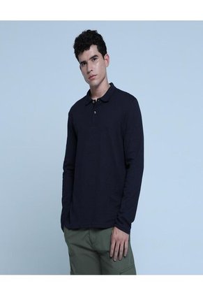 Polo Para Hombre M/L Cuello Tejido Sin Bolsillo Color Azul  Marca Ostu #60110624