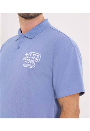 Polo Para Hombre Cuello Tejido Sin Bolsillo Color Azul Marca Ostu #60110819