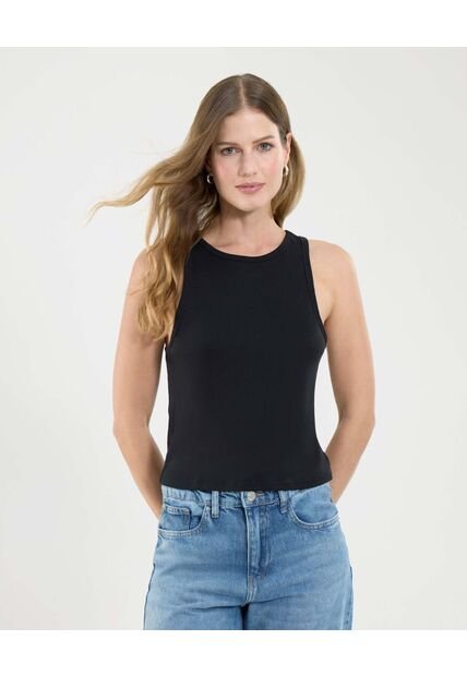Crop Top Para Mujer Manga Sisa Color Negro Marca Ostu #40092039