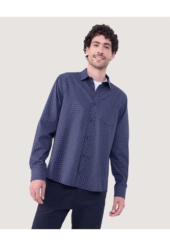 Camisa Para Hombre Manga Larga Con Bolsillo Cuello Casual M Color Azul Oscuro Marca Ostu #60010794 Ostu
