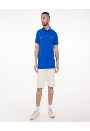 Polo Para Hombre Cuello Tejido Sin Bolsillo Color Azul  Marca Ostu #60110475