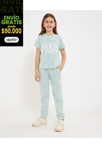 Pantalón Infantil Niña Jogger Color Verde Marca Ostu #90070067 Ostu