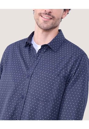 Camisa Para Hombre Manga Larga Con Bolsillo Cuello Casual M Color Azul Oscuro Marca Ostu #60010794