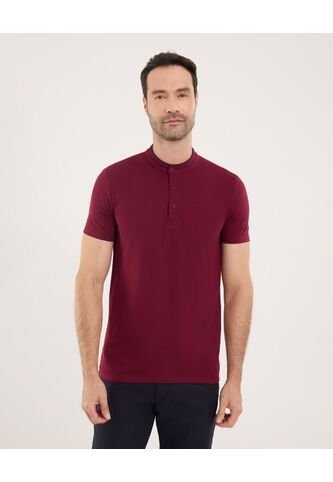 Polo Para Hombre Cuello Mao Sin Bolsillo Color Vino Marca Ostu #60110841 Ostu