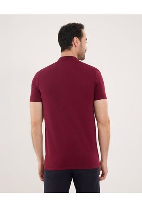 Polo Para Hombre Cuello Mao Sin Bolsillo Color Vino Marca Ostu #60110841