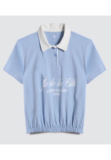 Camiseta Para Niña Manga Corta Color Azul  Marca Ostu #90090223