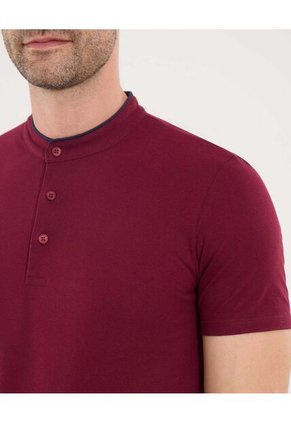 Polo Para Hombre Cuello Mao Sin Bolsillo Color Vino Marca Ostu #60110841