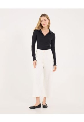 Camiseta Para Mujer Manga Larga Cuello V Color Negro Marca Ostu #40092522