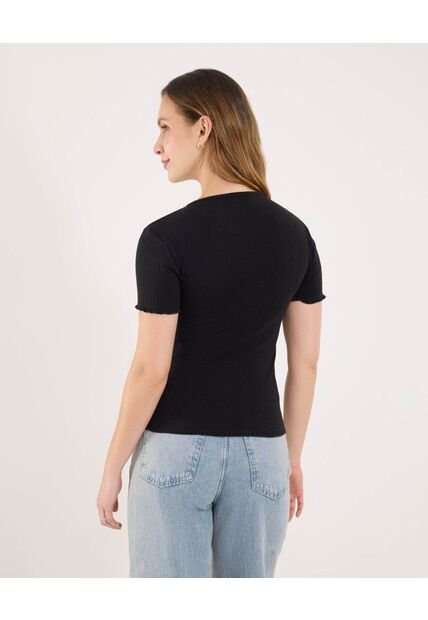 Camiseta Para Mujer Manga Corta Moda Color Negro Marca Ostu #40092625