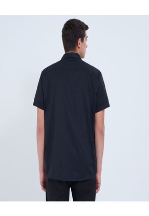 Camisa Para Hombre Manga Corta Con Bolsillo Cuello Casual M Color Negro Marca Ostu #60010823