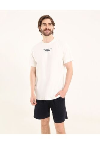 Camiseta Para Hombre Manga Corta Cuello Redondo Color Crema Marca Ostu #60091841 Ostu