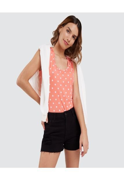 Top Para Mujer Cuello Redondo Color Naranja Marca Ostu #40220246