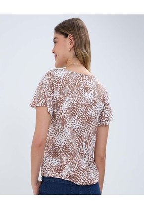 Camiseta Para Mujer Manga Corta Color Café Marca Ostu #40091973