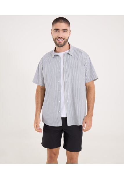 Camisa Para Hombre Manga Corta Con Bolsillo Cuello Casual M Color Azul Marca Ostu #60010853