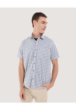 Camisa Para Hombre Manga Corta Con Bolsillo Cuello Casual M Color Azul Marca Ostu #60010851