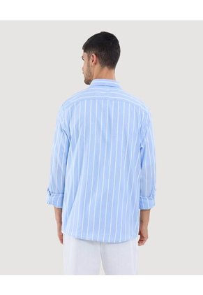 Camisa Para Hombre Manga Larga Con Bolsillo Cuello Casual M Color Azul Marca Ostu #60010825