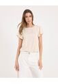 Camiseta Para Mujer Manga Corta Cuello Redondo Color Beige Marca Ostu #40092670 de Ostu