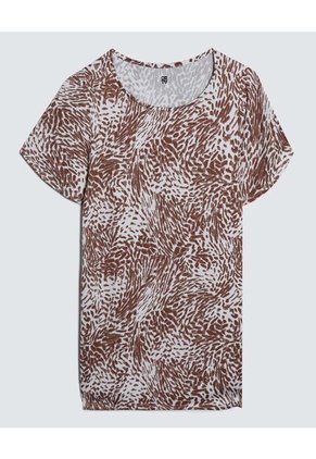 Camiseta Para Mujer Manga Corta Color Café Marca Ostu #40091973